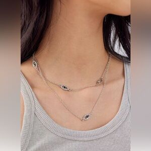 NWOT Urban Outfitters Rhinestone Evil Eye Layer Necklace